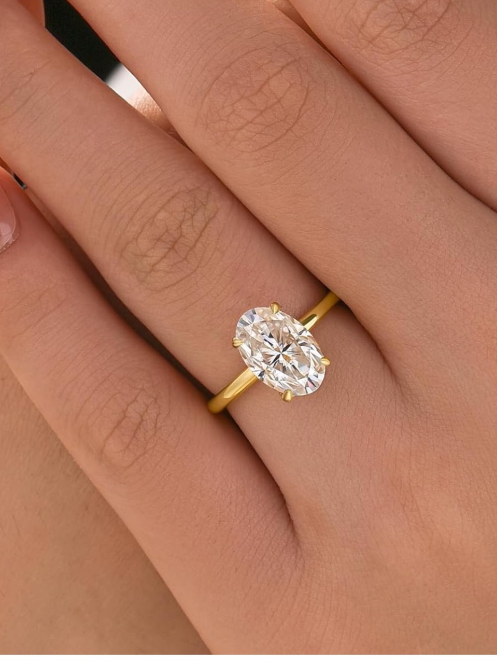 Effinny 3.5ct Oval Moissanite Engagement Ring GRA Certified Size 6 - Picture 3 of 8
